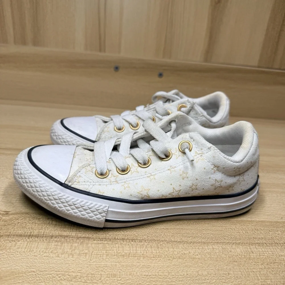 Converse Chuck Taylor AS Street Slip On Gold Star White Gold Junior Sz 13 Kids
